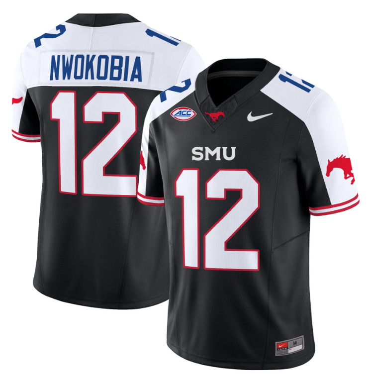 Isaiah Nwokobia Jersey #12 SMU Mustangs Icy College Football Vapor Limited Black Alternate