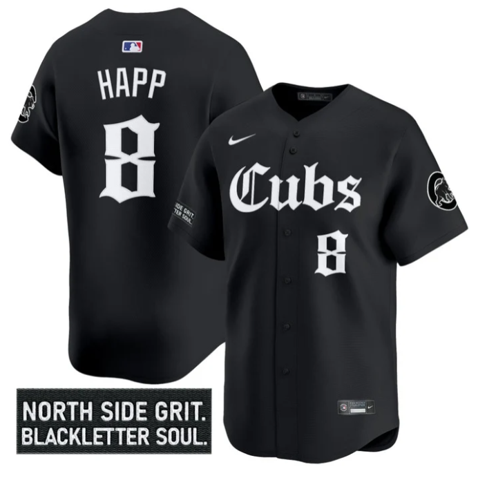 Ian Happ Jersey #8 Chicago Cubs Gothic North Side Edition Vapor Limited Stitched Black