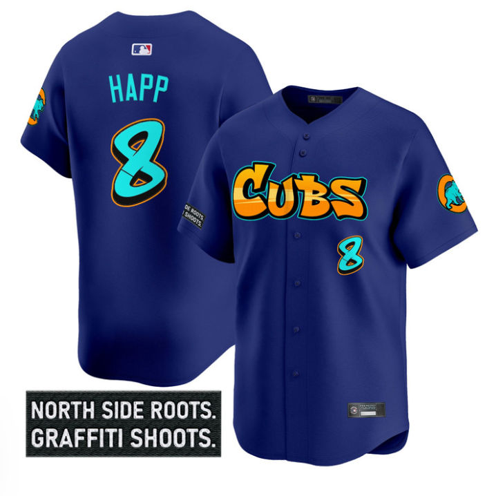 Ian Happ Jersey #8 Chicago Cubs Graffiti North Side Edition Stitched Royal