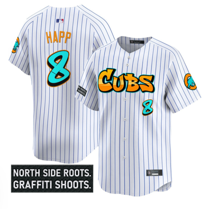 Ian Happ Jersey #8 Chicago Cubs Graffiti North Side Edition Stitched White