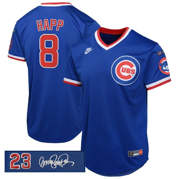 Ian Happ Jersey #8 Chicago Cubs Ryne Sandberg Tribute Patch Stitched Royal