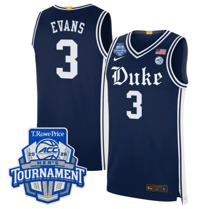 Isaiah Evans Jersey #3 Duke Blue Devils 2026 ACC Tournament Stitched