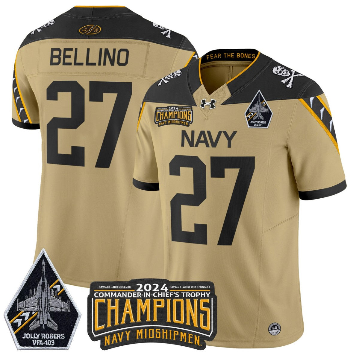 Joe Bellino Jersey #27 Navy Midshipmen Commander-in-chief's Trophy Gold