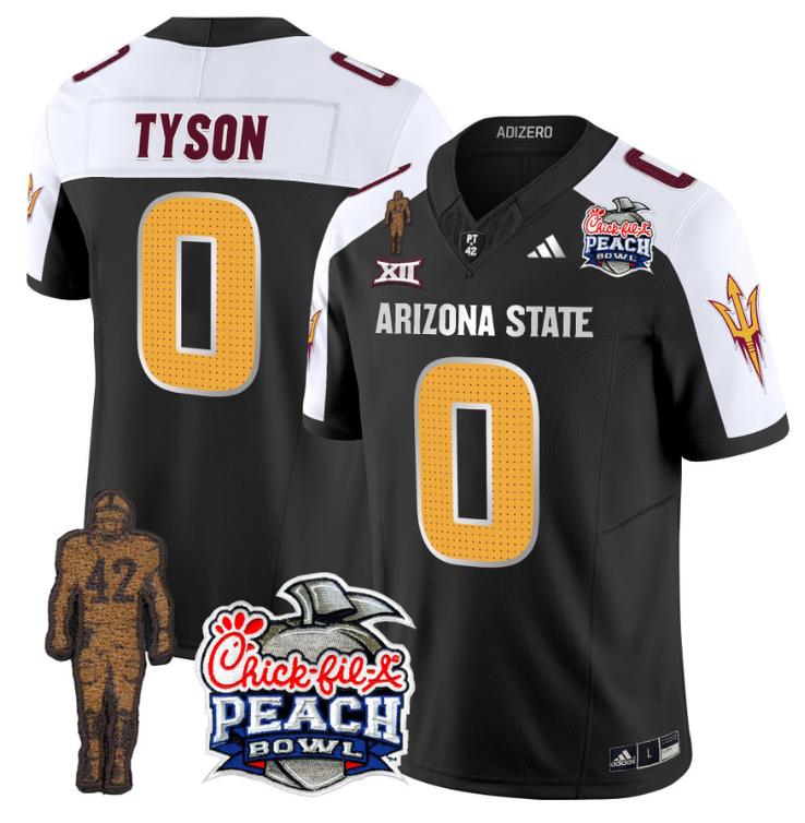 Jordyn Tyson Jersey #0 Arizona State Peach Bowl Patch Football V2 Black Alternate
