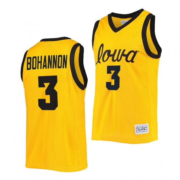 Jordan Bohannon Jersey #3 Iowa Hawkeyes Commemorative Classic Gold 2022 College Basketball