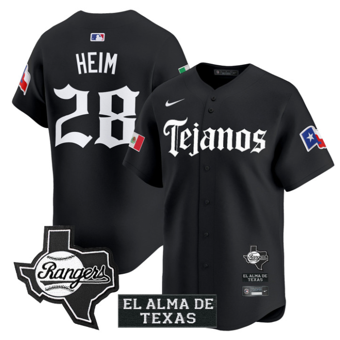 Jonah Heim Jersey #28 Texas Rangers Mexico Tejano Barrio Style Vapor Limited Stitched Black