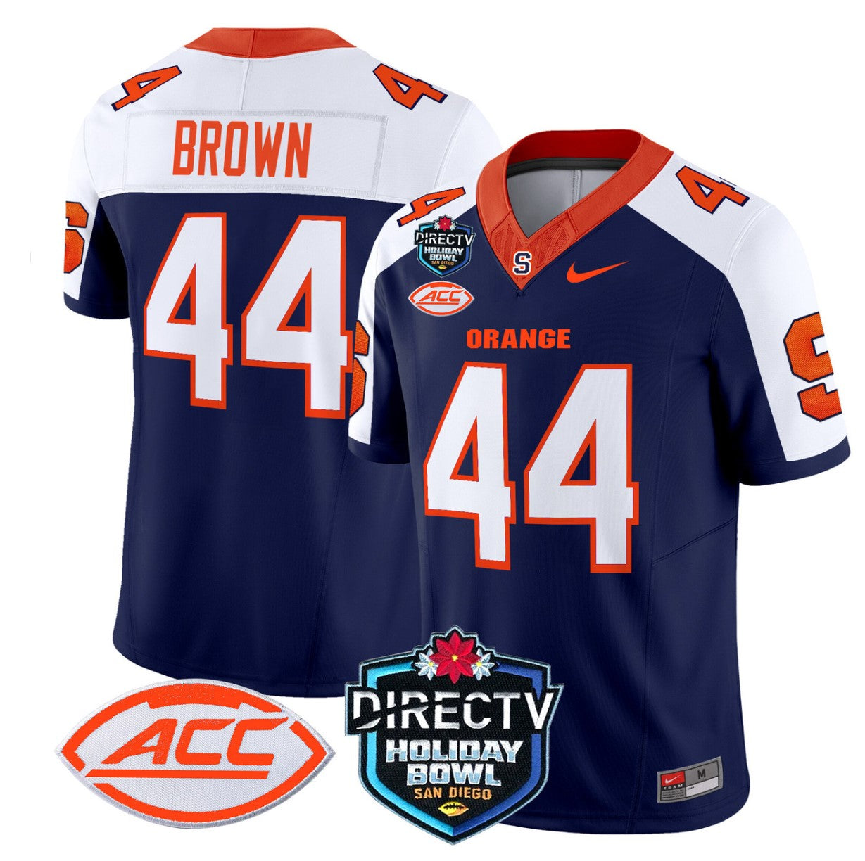 Jim Brown Jersey #44 Syracuse Orange 2025 Holiday Bowl Patch Navy Alternate
