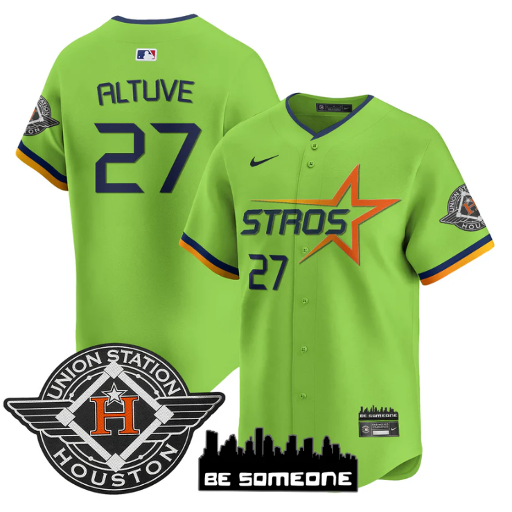 José Altuve Jersey #27 Houston Astros 2025 City Connect Vapor Premier Limited Stitched Green