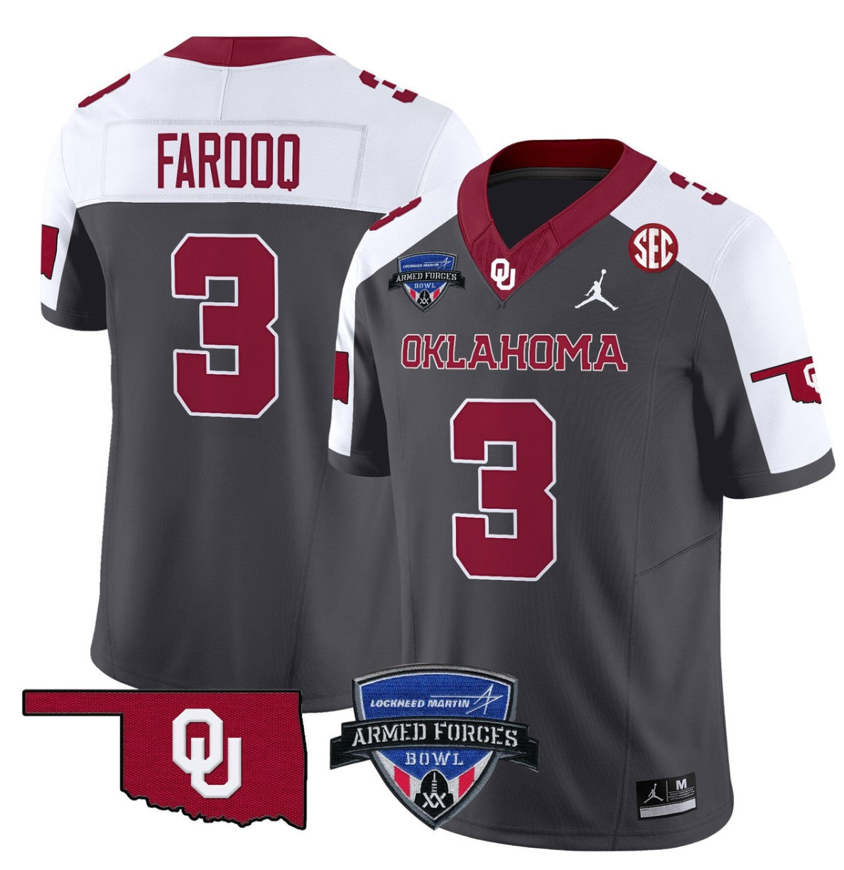 Jalil Farooq Jersey #3 Oklahoma Sooners 2025 Armed Forces Bowl Patch Special