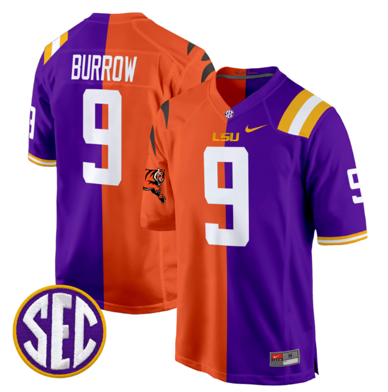 Joe Burrow Jersey #9 LSU Tiger Split Vapor Limited Football Stitched