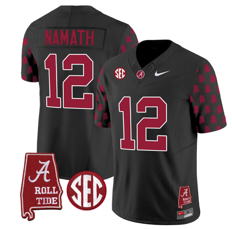 Joe Namath Jersey #12 Alabama Crimson Tide Vapor College Football Limited Stitched Black (Copy)