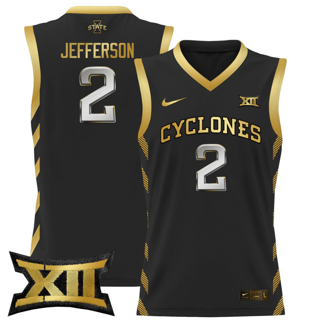 Joshua Jefferson Jersey #2 Iowa State 2024 Lightweight Basketball Black Gold (Copy)