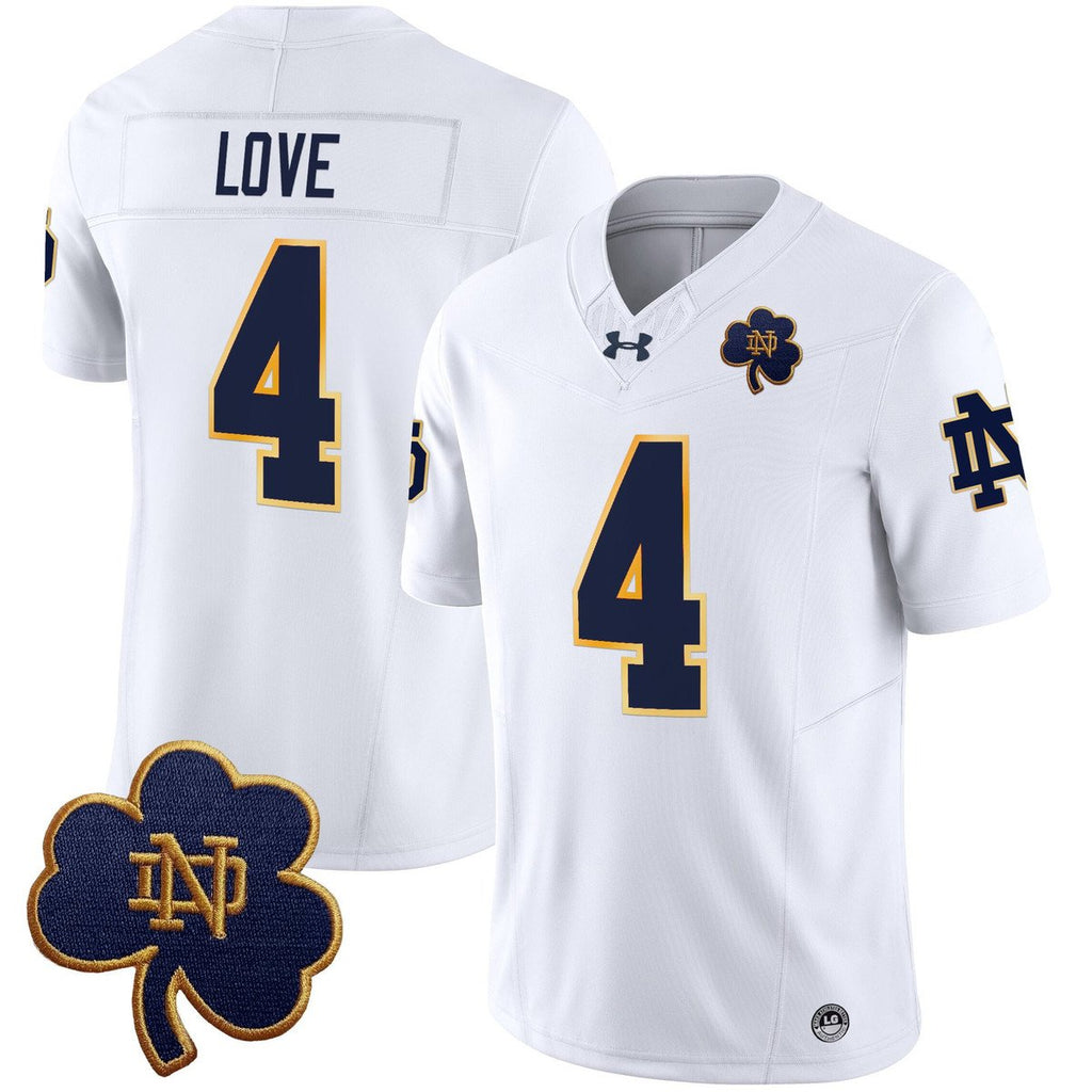 Jeremiyah Love Jersey #4 Notre Dame 2025 Vapor Limited V3 Stitched White