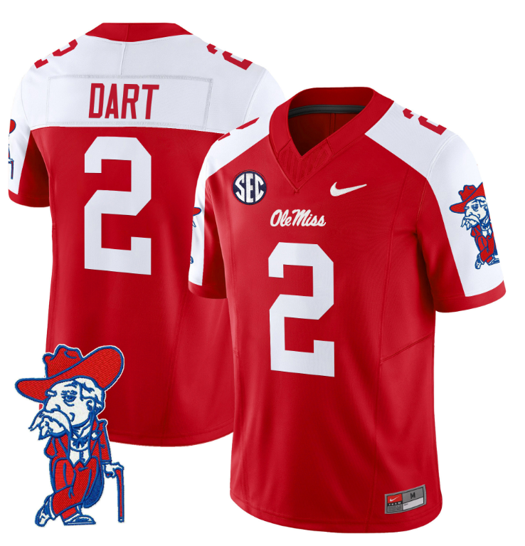 Jaxson Dart Jersey #2 Ole Miss Rebels Vapor Limited College Football Stitched Red Alternate