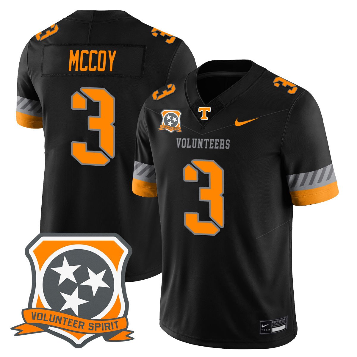 Jermod McCoy Jersey #3 Tennessee Volunteers 2025 Spirit Stitched Black