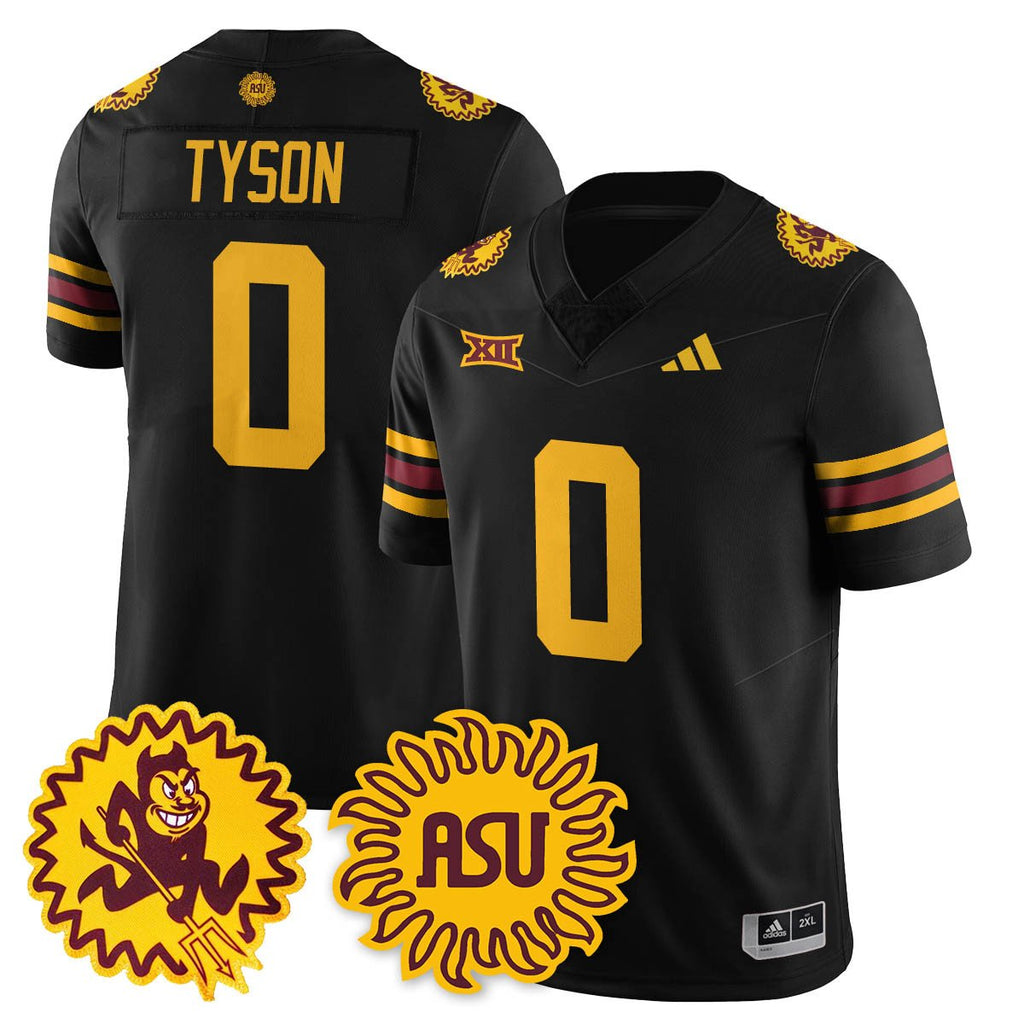Jordyn Tyson Jersey #0 Arizona State Sun Devils 1975 Throwback Stitched Black