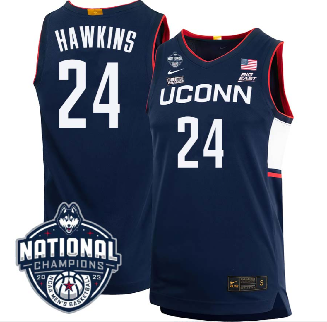Jordan Hawkins Jersey #24 UConn Huskies 2023 National Champions College Basketball