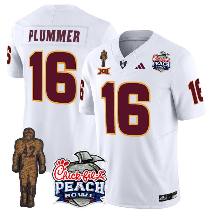 Jake Plummer Jersey #16 Sun Devils Pat Tillman Peach Bowl Patch White