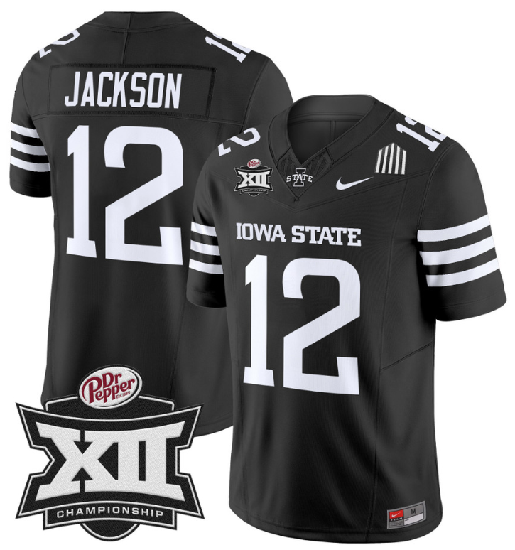 Jaylon Jackson Jersey #12 Iowa State 2024 Championship Patch Vapor Black