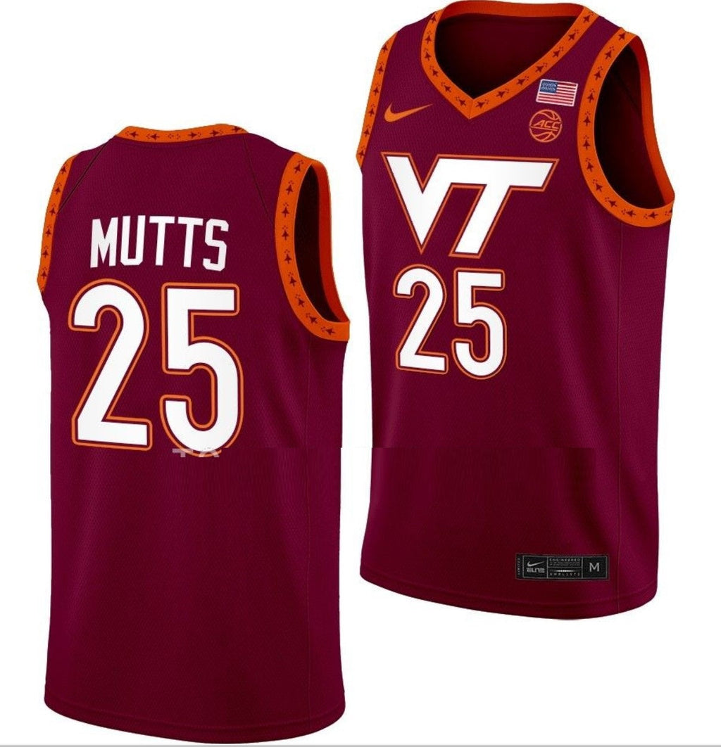 Justyn Mutts Jersey Virginia Tech Hokies College Basketball Swingman Maroon #25