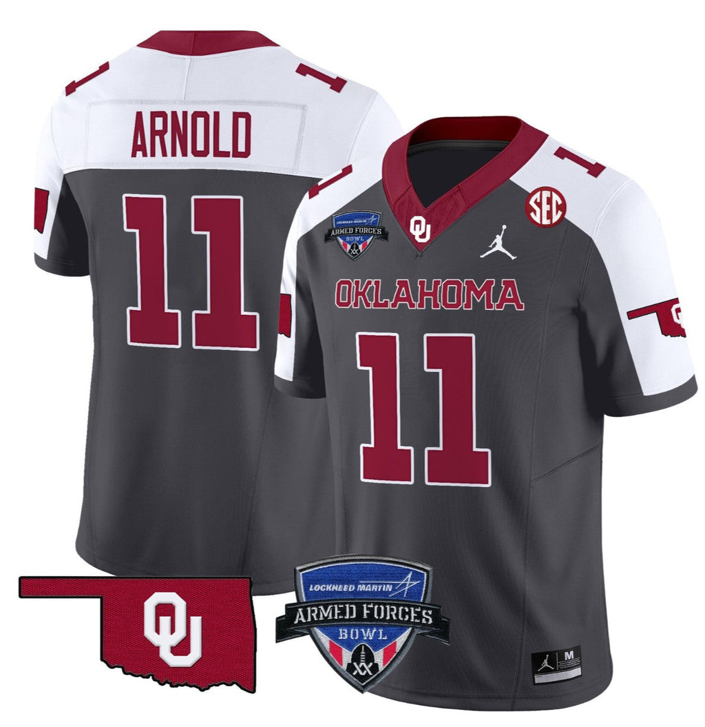 Jackson Arnold Jersey #11 Oklahoma Sooners 2025 Armed Forces Bowl Patch Special