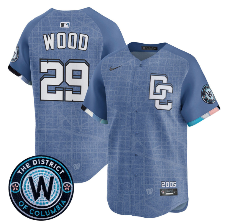 James Wood Jersey #29 Washington Nationals 2025 City Connect Premier Limited Stitched Blue