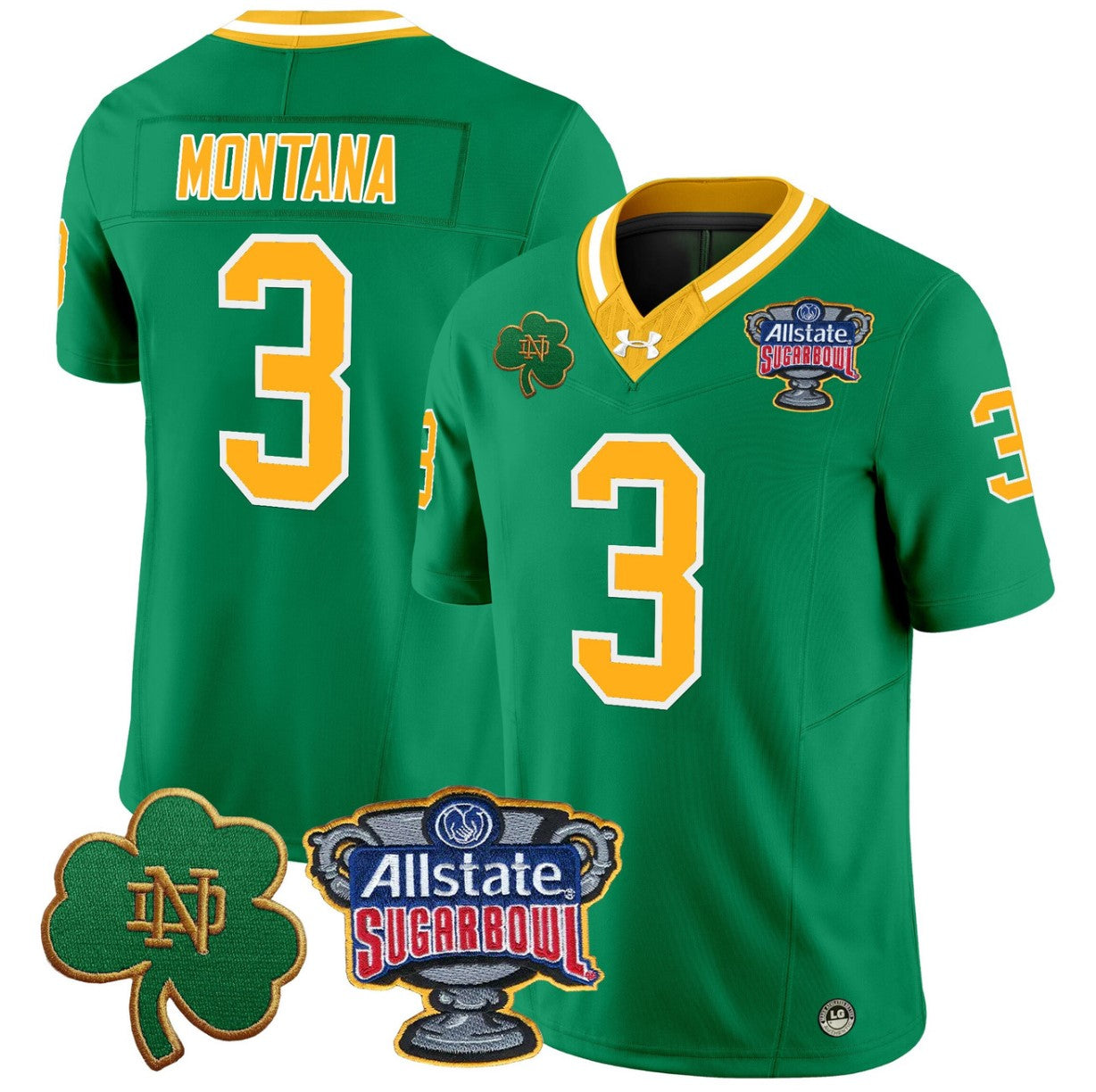 Joe Montana Jersey #3 Notre Dame 2024 Sugar Bowl Patch V2 Stitched Throwback