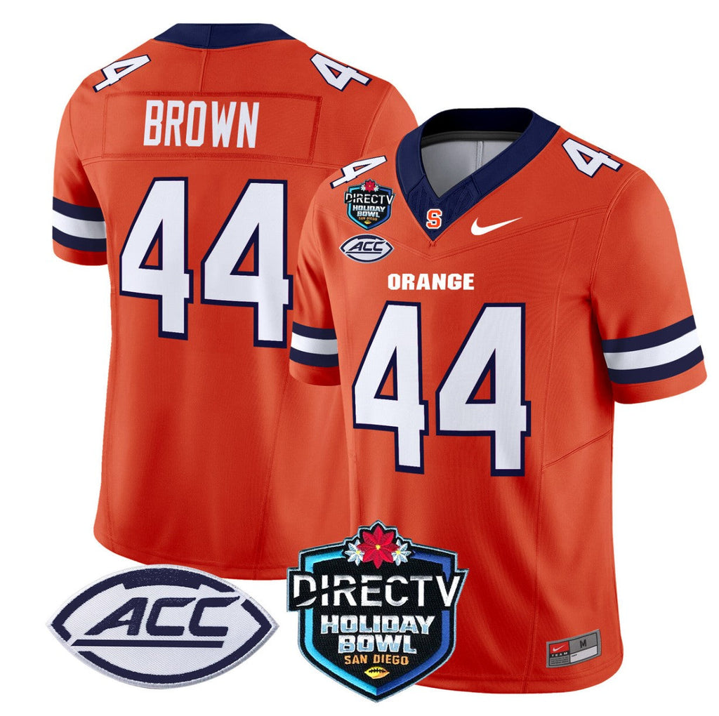 Jim Brown Jersey #44 Syracuse Orange 2025 Holiday Bowl Patch Orange