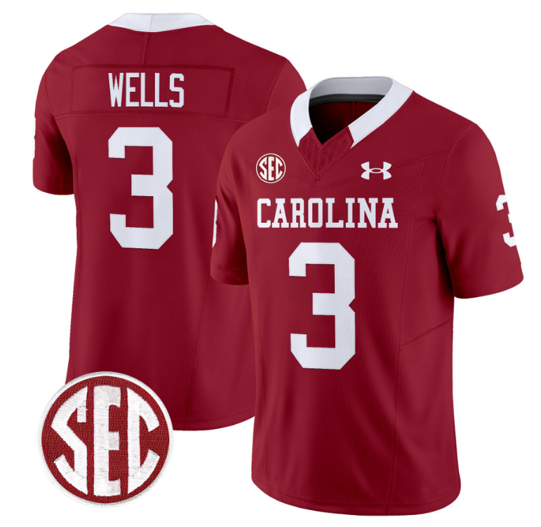 Juice Wells Jersey #3 South Carolina Gamecocks Football 1980 Throwback Vapor Limited SEC Patch Garnet