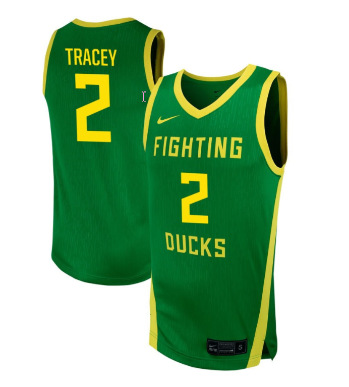 Jadrian Tracey Jersey #2 Oregon Ducks NIL Basketball Green