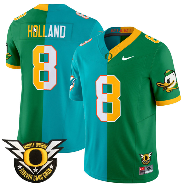Jevon Holland Jersey #8 Oregon Ducks Split Vapor Limited Football Stitched