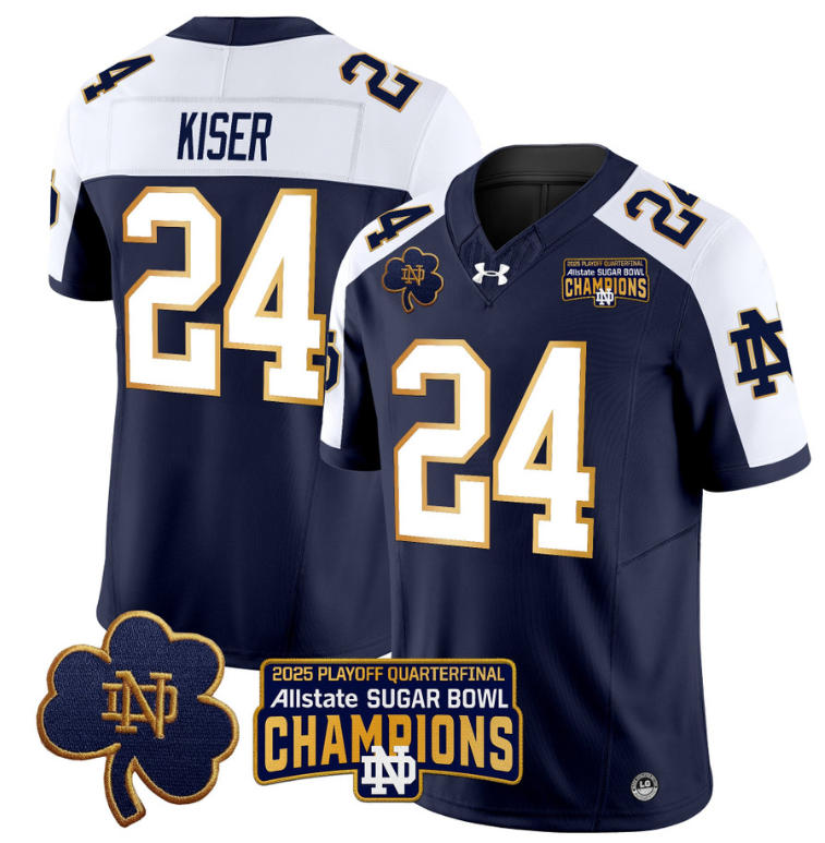 Jack Kiser Jersey #24 Notre Dame 2025 Sugar Bowl Champions Navy Alternate