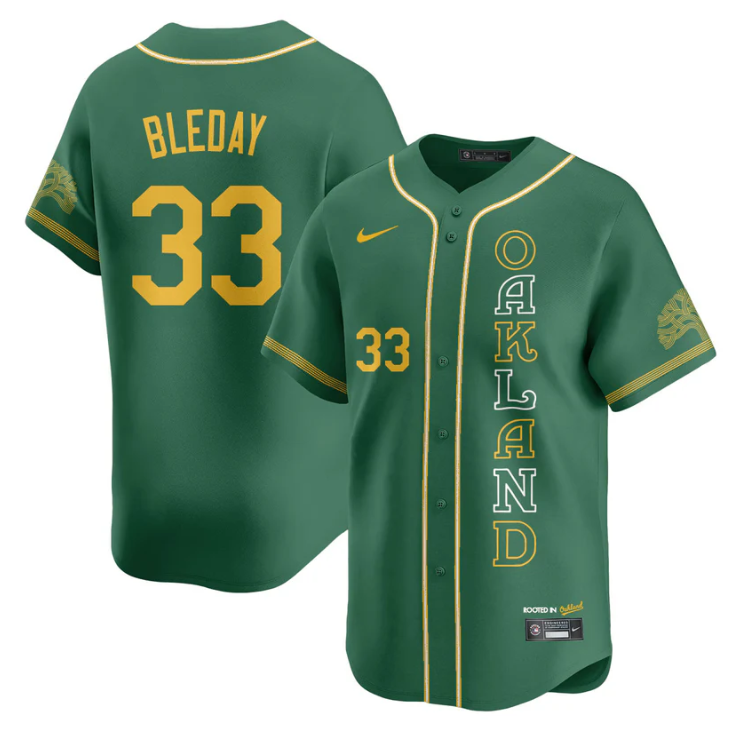 JJ Bleday Jersey #33 Oakland Athletics City Connect Concept Stitched Green