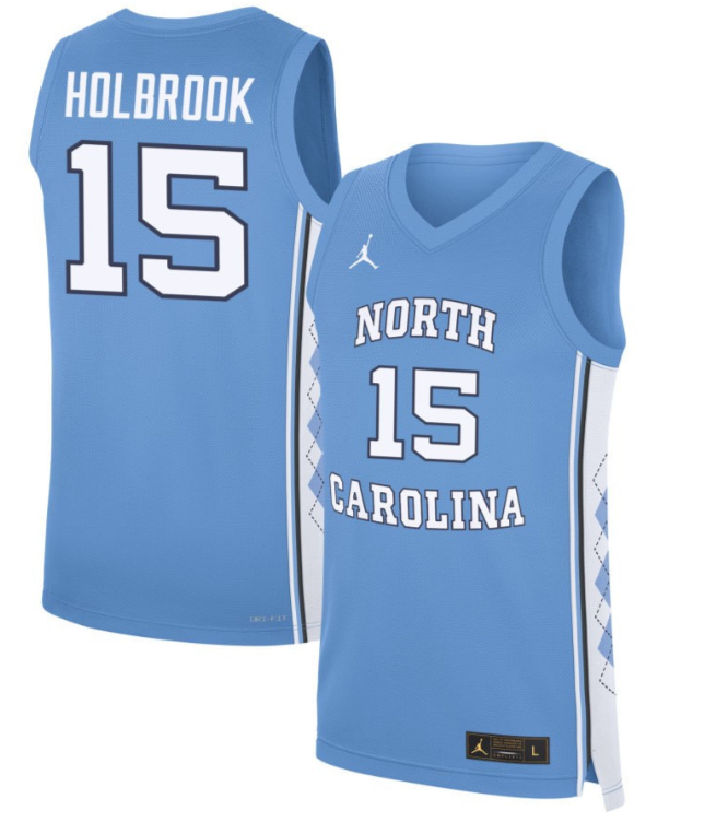 John Holbrook Jersey #15 North Carolina Tar Heels Basketball Blue