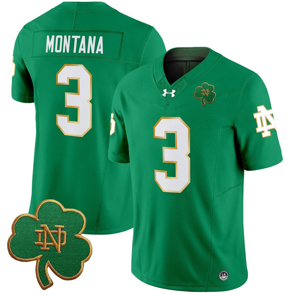 Joe Montana Jersey #3 Notre Dame 2025 Vapor Limited V3 Stitched Green