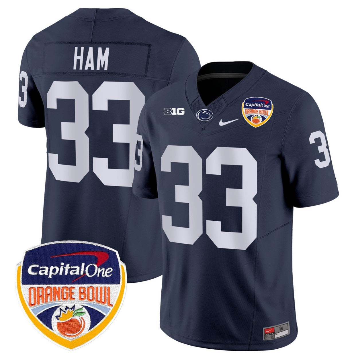 Jack Ham Jersey #33 Penn State Orange Bowl Patch Stitched Navy