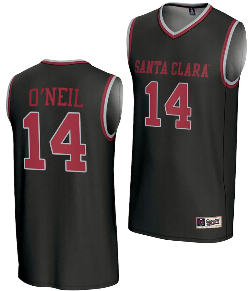 Johnny O'Neil Jersey #14 Santa Clara Broncos Basketball NIL Lightweight Black
