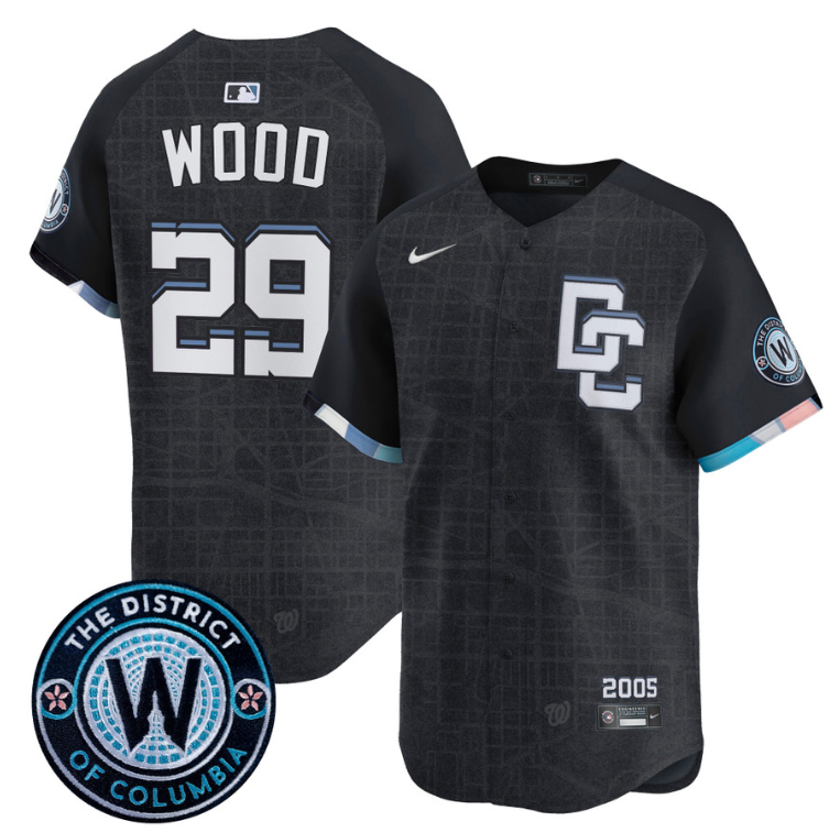 James Wood Jersey #29 Washington Nationals 2025 City Connect Premier Limited Stitched Navy