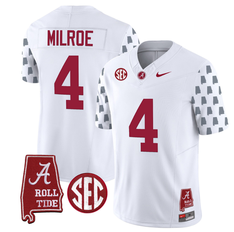 Jalen Milroe Jersey #4 Alabama Crimson Tide Vapor College Football Limited Stitched White