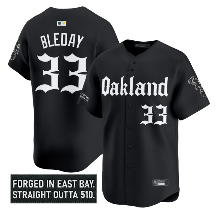 JJ Bleday Jersey #33 Oakland Athletics Gothic East Bay Edition Stitched Black