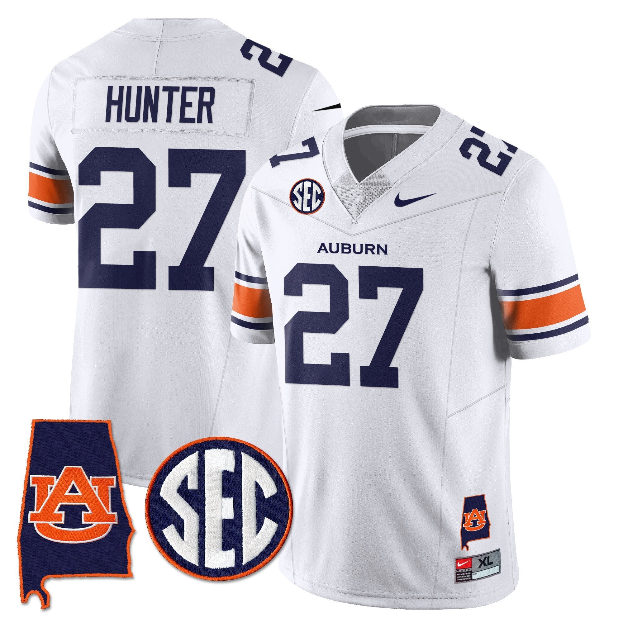 Jarquez Hunter Jersey #27 Auburn Tigers Alabama Patch Vapor Stitched White
