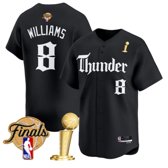 Jalen Williams Jersey #8 Oklahoma City Thunder Gothic Storm 2025 Champions Black