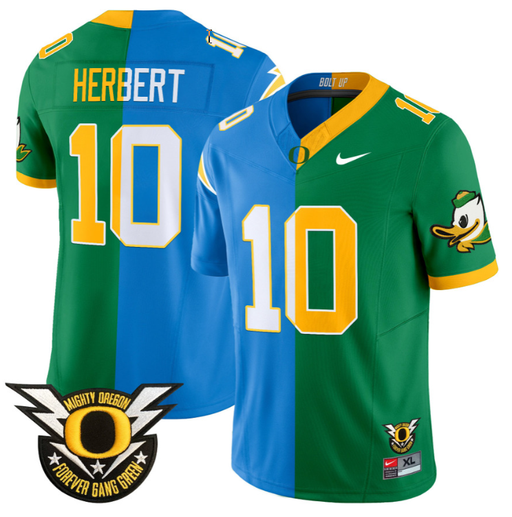 Justin Herbert Jersey #10 Oregon Ducks Split Vapor Limited Football Stitched