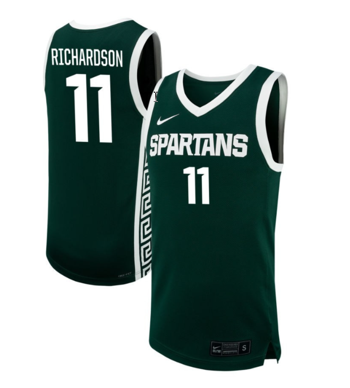Jase Richardson Jersey #11 Michigan State Spartans NIL Basketball Green