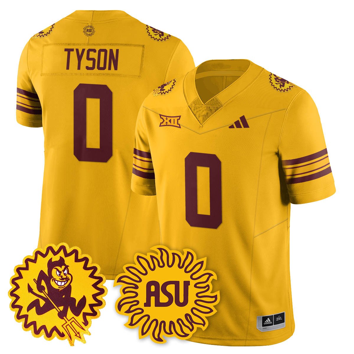 Jordyn Tyson Jersey #0 Arizona State Sun Devils 1975 Throwback Stitched Gold