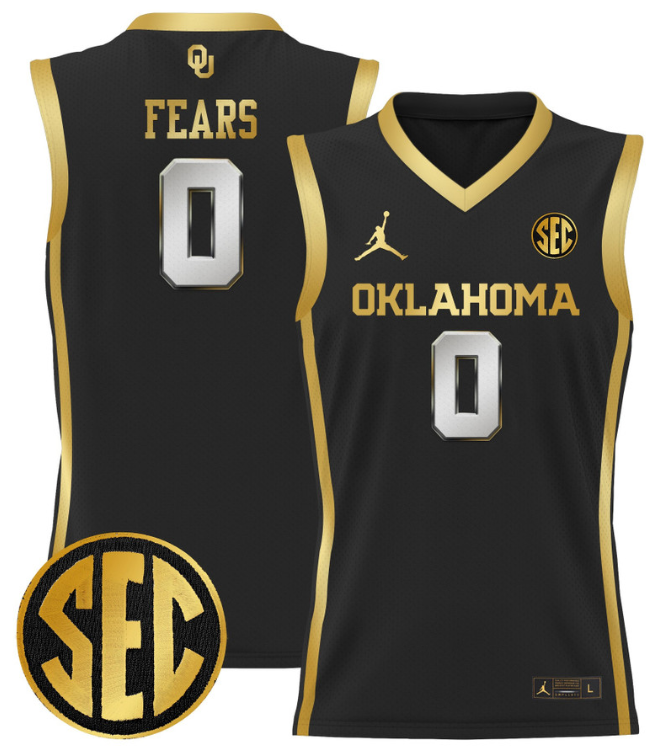Jeremiah Fears Jersey #0 Oklahoma Sooners 2024 Lightweight Basketball Black Gold