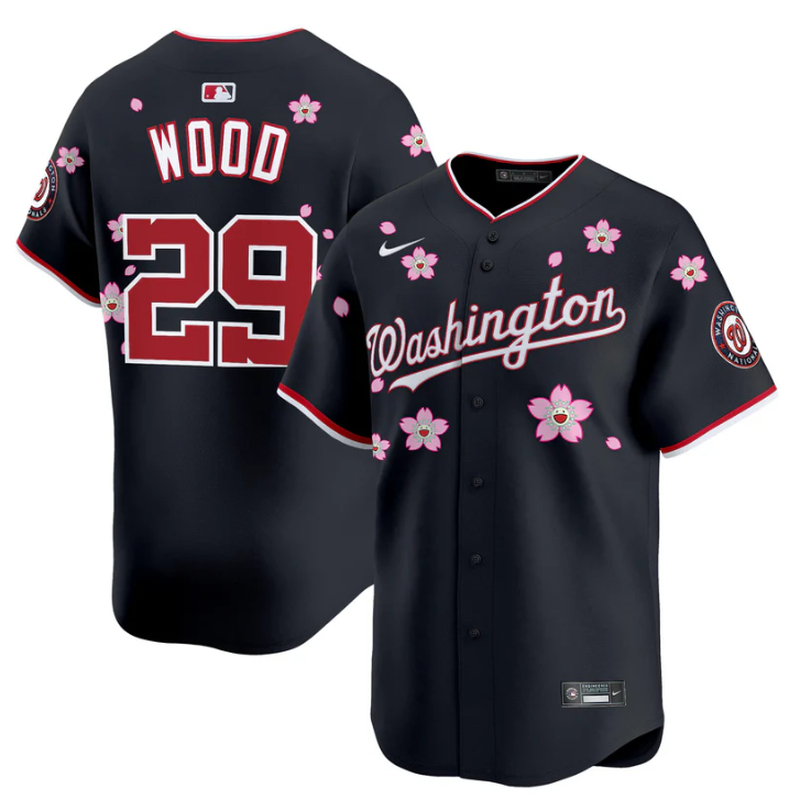 James Wood Jersey #29 Washington Nationals Cherry Blossom Vapor Premier Limited Stitched Navy