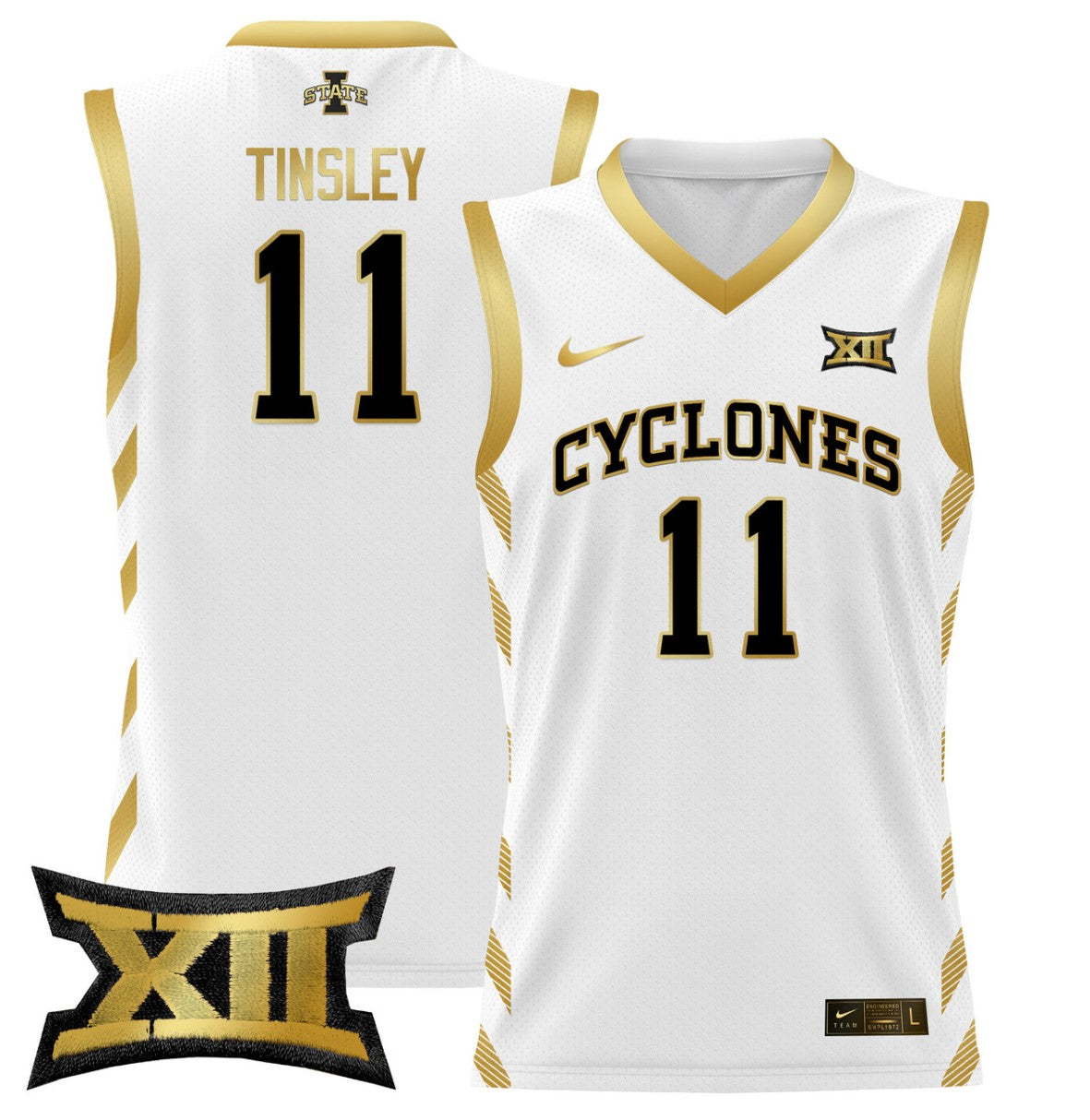 Jamaal Tinsley Jersey #11 Iowa State 2024 Lightweight Basketball White Gold