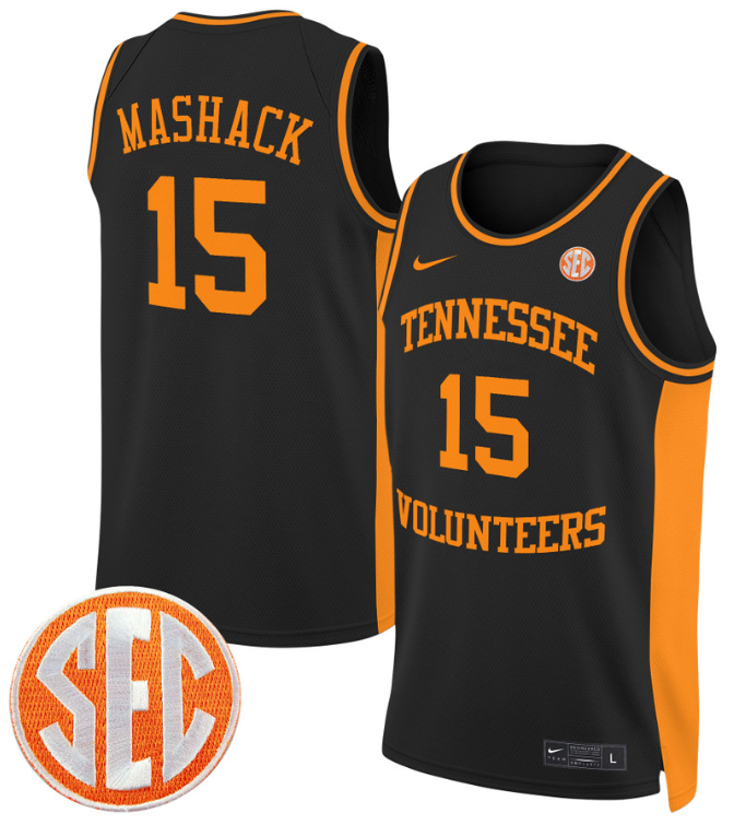 Jahmai Mashack Jersey #15 Tennessee Vols 2024 Swingman Basketball Black