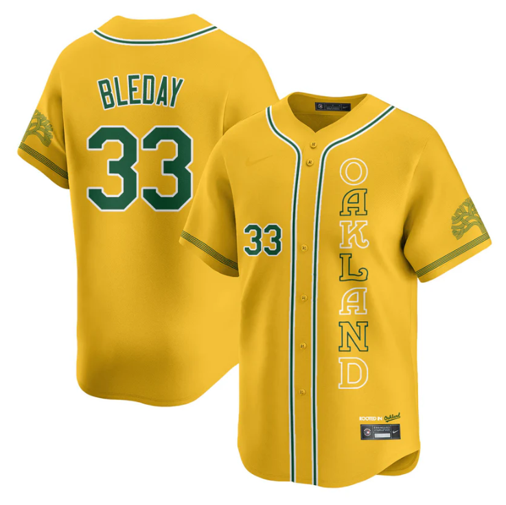 JJ Bleday Jersey #33 Oakland Athletics City Connect Concept Stitched Yellow